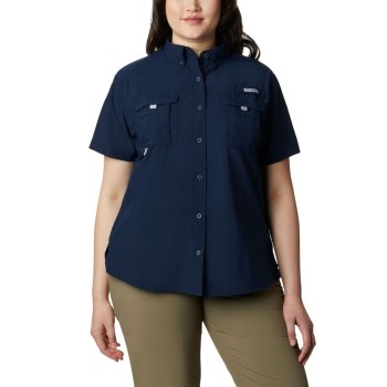 Columbia PFG Bahama Short Sleeve Plus Size, Camisa Azul Marino Para Mujer | 673521-RTD